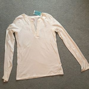 A&E White Long Sleeve Beaded Top NWT